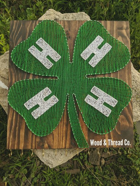 "This 4-H Clover is approximately 16\"x 16\", with 12 hooks for hanging those proudly won ribbons! If 4-H was an amazing opportunity for you or your child, this is the right piece for you to display all of the hard work and effort!" 4h Clover Projects, Crafts For County Fair, 4h Pin Display, 4h Fair Project Ideas, Crafts For 4h Project Ideas, 4 H Photography Project Ideas, National 4-h Week Ideas, How To Display Ribbons, 4h Pen Decorations