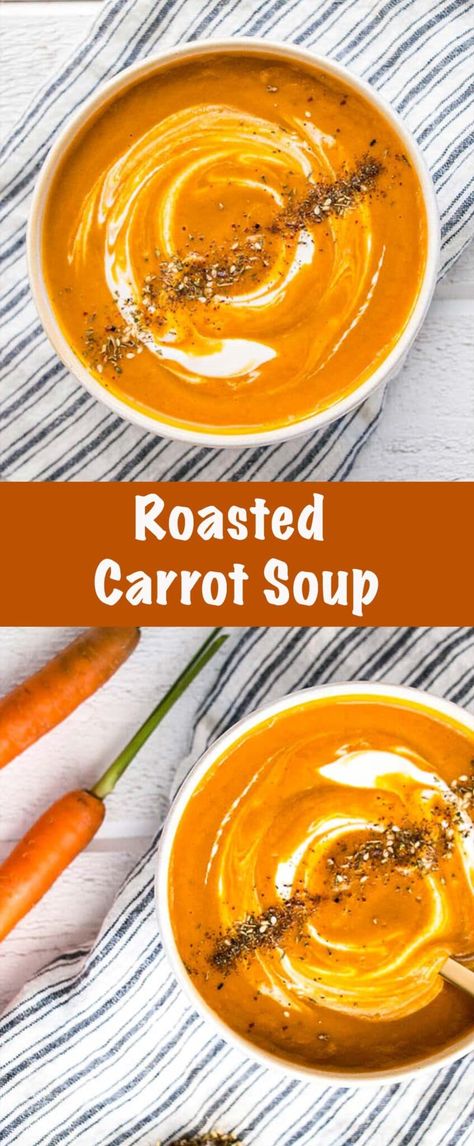 Roasted Carrots Soup Recipe, Creamy Roasted Carrot Soup, Blended Carrot Soup, Homemade Carrot Soup, Roasted Carrots Soup, Carrot Recipes Soup, Carrot Soup Healthy, Vegetarian Carrot Soup, Easy Carrot Soup Recipes