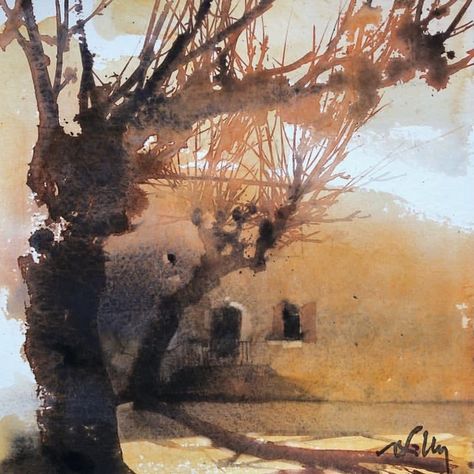 Mark Folly Watercolor, Marc Folly, Value Painting, Creative Drawings, Colorful Landscape Paintings, Watercolor Scenery, Environment Painting, Watercolor Art Landscape, Abstract Watercolor Landscape