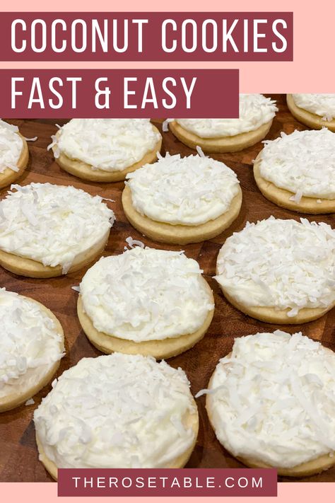 Coconut Cream Cookies Recipes, Coconut Cream Cookies, Unusual Cookies, Shredded Coconut Recipes, Coconut Sugar Cookies, Christmas Cookie Plate, Cookies With Coconut, 3 Ingredient Cakes, Crumble Cookie Recipe