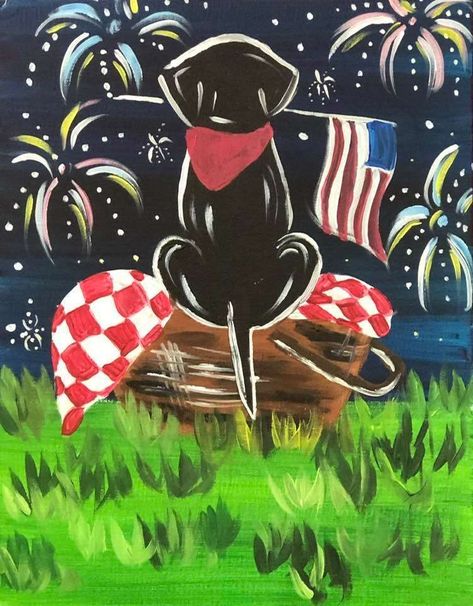 Patriotic Art Ideas, Fall Canvas Painting, Patriotic Art, Simple Canvas Paintings, Summer Painting, Canvas Painting Diy, Paint And Sip, Camping Art, Window Art