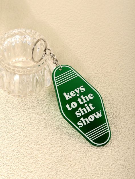 Green  Collar  Iron Alloy Plain  Embellished   Bag Accessories Gag Gift Ideas, Retro Motel Keychain, Keychain Funny, Retro Motel, Motel Keychain, Funny Keychain, Retro Revival, Guitar Bag, Embellished Bags