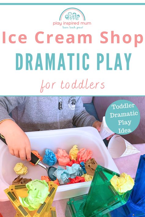 toddler scooping scrunched paper as icecream shop play Ice Cream Scoop Activity, Dramatic Play For Toddlers, Ice Cream Parlour Role Play, Ice Cream Dramatic Play, Ice Cream Shop Dramatic Play, Ice Cream Playdough, Ice Cream Station, Drama Activities, Preschool Room