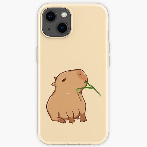 Shock absorbent flexible TPU cover for your iPhone. Colors are ink printed on the frosted shell surface. Slim-fitting design wraps around, allowing full access to ports . Capybara eating a green leaf.A perfect gift for people who appreciate capybaras and cute illustrtions. Capybara Eating, Iphone 13 Snap, Green Iphone Case, Australian Animals, Black Wolf, Green Leaf, Iphone Case Design, Protective Cases, Iphone 13