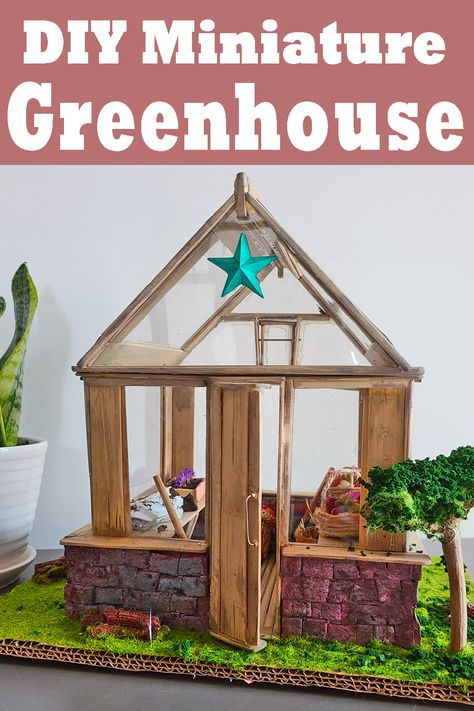 Green House Model, Village Miniature, Miniature Greenhouse, Dollhouse Supplies, Dollhouse Diy, Greenhouse Plans, Diy Greenhouse, Amy Butler, Miniature Diy