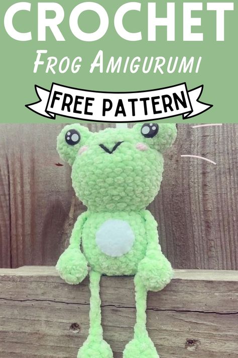 Crochet Frog Amigurumi Free Pattern Crochet Animals Free Patterns Chunky Yarn, Chunky Frog Crochet Pattern Free, Crochet Frog Plushie Pattern Free, Free Leggy Frog Crochet Pattern, Small Frog Crochet Pattern, Funny Things To Crochet, Free Frog Crochet Pattern, Simple Amigurumi Pattern Free, Leggy Froggy Crochet Pattern Free