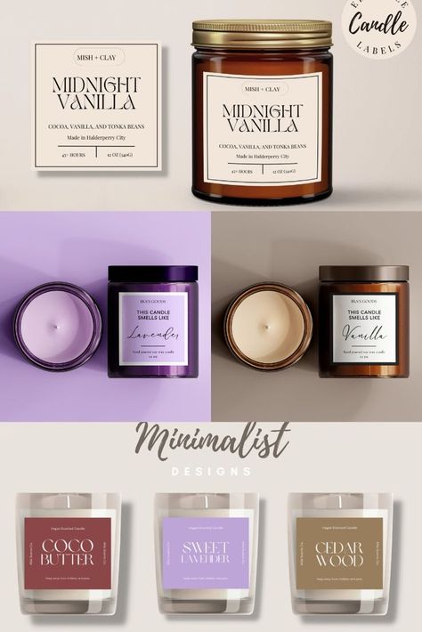 I will create editable minimalist candle label design Candle Label Design Ideas, Aesthetic Label Design, Candle Ads, Minimalist Label Design, Candles Labels, Labels Ideas, Personalized Candle Labels, Perfume Company, Candle Label Design