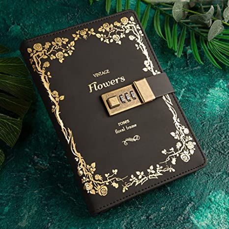 Lock Diary Journals, Diary Notebook Aesthetic, Locked Journal, Black Diary, 손 로고, Notebook With Lock, Lock Diary, Aesthetic Diary, Journal With Lock