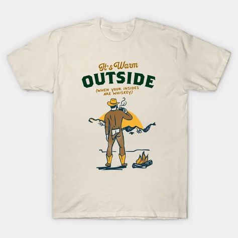 Funny Retro Yellowstone Cowboy Drinking Whiskey - Cowboy - T-Shirt | TeePublic Fire Artwork, Drinking Whiskey, Whiskey Ginger, West Yellowstone, Rodeo Cowboy, Camp Fire, Cute Graphic Tees, Girls Wall Art, Drinking Humor