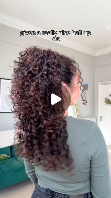 Sophie Marie on Instagram: "Quick & easy half updo for curly hair ⏰   If you don’t like the parted lines you often get with a half up-do this is a great lil hack! The 3 mini claw clips spaced as you see, give the perfect distribution on that top layer!   I ❤️ being able to have my curls down but pinned out the way without over stretching them. This one of the quickest hairstyles I go-to regularly.   Products used: @bootsuk Mini claw clips   🏷️send to a curlfriend who would love this hairstyle 😍   #curlyhairstyle #curlyhair #hairstyle #halfupdo #easyhairstyle" What To Do With Curly Hair Hairstyles, Half Up Half Down Clip Curly Hair, Nice Hairstyles For Curly Hair, Half Curly Updo, Half Updo Short Curly Hair, Cute Half Up Curly Hairstyles, Curly Daily Hairstyles, Long Curly Hairstyles Updo Casual, Easy Wedding Hairstyles Curly Hair