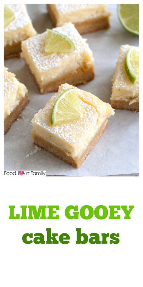 Delicious and easy lime gooey cake bars are the perfect springtime dessert! Gooey Butter Cake Bars, Margarita Bars, Butter Cake Bars, Ooey Gooey Butter Cake, Spring Time Desserts, Desserts Summer, Gooey Cake, Margarita Bar, Lime Bars