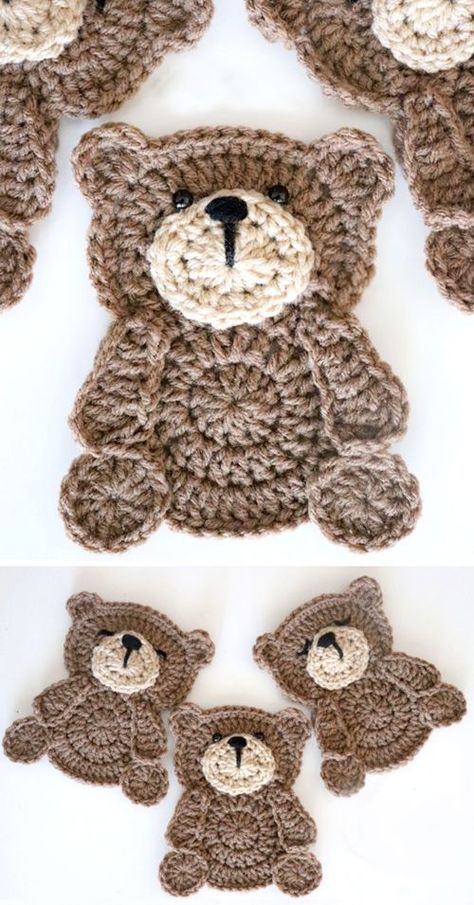 Teddy Bear Applique, Bear Applique, Piercing Septum, Bear Crochet, Newborn Blankets, Crochet Teddy Bear, Manta Crochet, Crochet Teddy, Waldorf Dolls