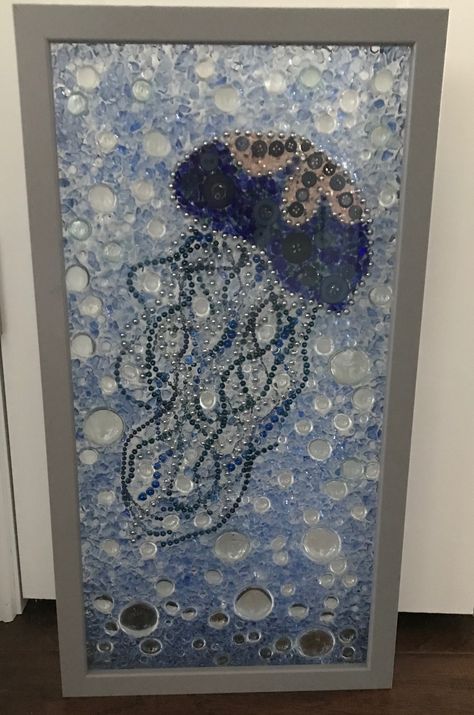 Glass Stone Art, Glass On Glass Art, Jewellery Collage, Fish Glass Art, Mosaic Plates, Octopus Watercolor, Glass Crafts Diy, Broken Glass Crafts, Resin Mermaid