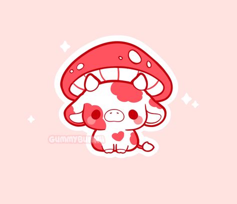 Mushroom Cow Matte Vinyl Sticker Kawaii Stickers Cute - Etsy Canada Mushroom Cow, Cow Drawing, Images Kawaii, Cute Kawaii Animals, Stickers Kawaii, Cute Animal Drawings Kawaii, Stickers Cute, Cute Doodles Drawings