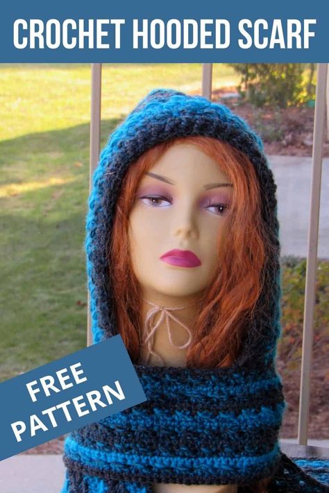 Heidi Hooded Scarf, Free Crochet Pattern - Crochet Dreamz Crocheted Hooded Scarf Pattern Free, Crochet Pattern For Hooded Scarf, Free Crochet Hooded Scarf Patterns, Easy Crochet Hooded Scarf, Crochet Hat Scarf Combo Pattern, Crocheted Hat With Scarf Attached, Crochet Scoodie Pattern, Hooded Scarf Crochet Free Pattern Scoodie, Crochet Hooded Scarf Pattern Free