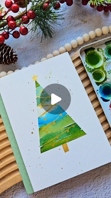 26K likes, 145 comments - jolypoa on November 28, 2023: "Fun holiday card idea for you!🎄 I'm currently working on a fun holiday class on @skillshare which will be available next week🥳 Stay tuned!". Watercolour Painting Christmas Card, Diy Christmas Cards Easy, Button Christmas Cards, Watercolor Christmas Art, Watercolor Christmas Cards Diy, Fun Holiday Cards, Christmas Bookmark, Easy Christmas Tree, Christmas Card Tutorials