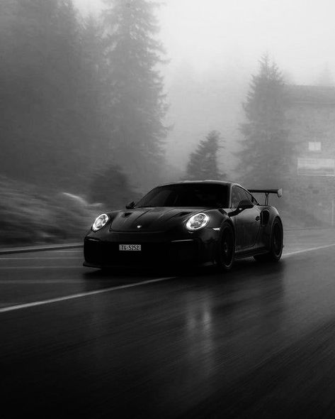 Porche Black Aesthetic, Black And White Cars Aesthetic, Black And White Car Photos, Porsche Black Aesthetic, Porsche Gt3 Rs Wallpapers Iphone Black, Black And White Aesthetic Car, Porshe Aesthic, Black Car Aesthetics, Mat Black Car