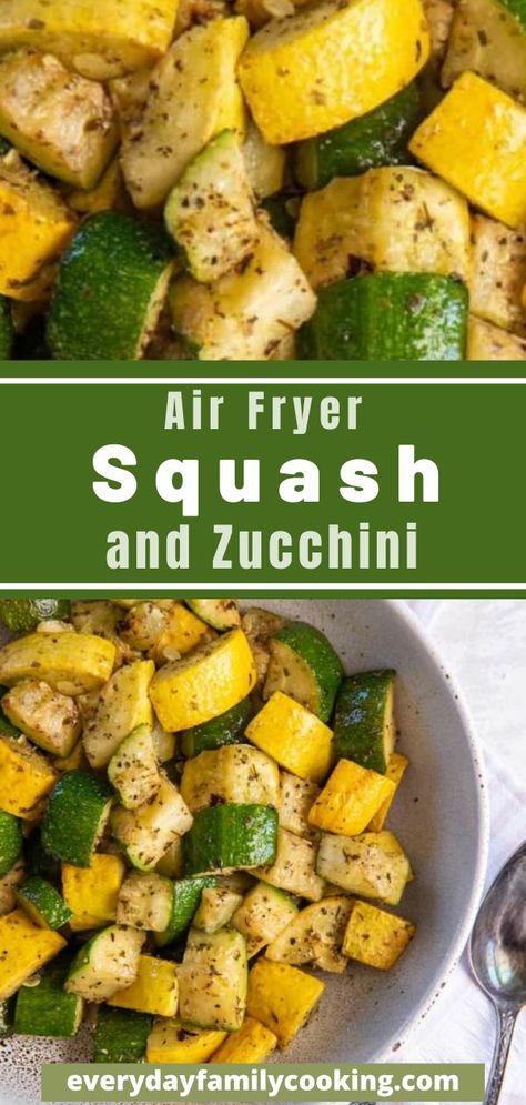 Air fryer squash and zucchini are cut into delicious bite-sized pieces and seasoned to perfection! Perfect to serve as a healthy side or as the base for your main course. Air Fryer Squash And Zucchini, Air Fryer Squash, Foods To Lower Cholesterol, Zucchini Side Dish, Zucchini Side Dish Recipes, Squash And Zucchini, Zucchini Side Dishes, Squash Zucchini, To Lower Cholesterol