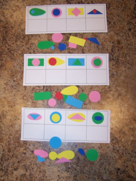 Shapes-  this would be a great center for Differentiation. Logic Thinking, Thinking Games, Critical Thinking Activities, Logic Games, Foam Shapes, Work Boxes, Shape Puzzles, Tot School, Shape Matching