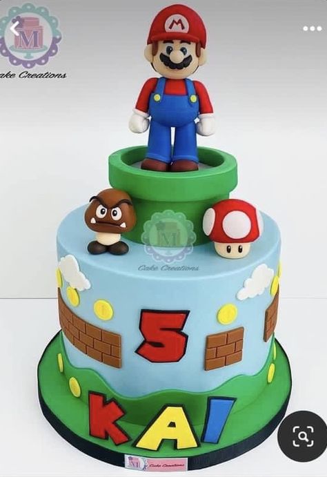 Super Mario Toad Birthday Cake, Super Mario Single Tier Cake, Fondant Super Mario, One Tier Mario Cake, Mario Simple Cake, Mario Fondant Cake, Super Mario Theme Cake, Mario Brothers Birthday Party Ideas Cake, Super Mario Cakes Birthday