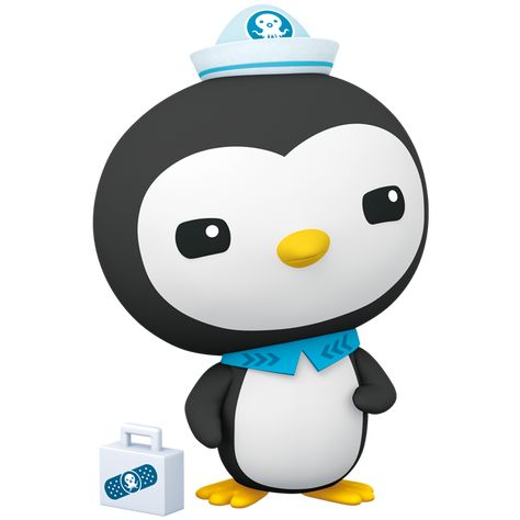 Peso is the medical officer for the Octonauts. He has become braver over time as shown in the Octonauts Movie: The Underwater Caves of Sac Actun. He is a small, kind-hearted penguin from a really large family that branches off into different species. He likes having a big family as they all look out for each other. Peso loves to help any injured creature, from blob fish to sharks to yellow bellied sea snakes. He is very shy and gets scared easily by Kwazii's spooky stories, but he can be brave Octonauts Tweak, Peso Octonauts, Octonauts Peso, Kwazii Octonauts, Sea Snakes, Sea Krait, Blob Fish, Cone Snail, Captain Barnacles