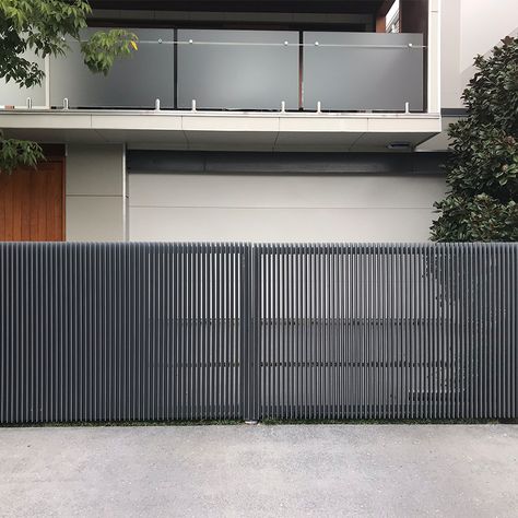 Residential Swing Gate Systems | Secure Entry Front Gate Landscaping, Modern Driveway Gate, Exterior Fencing, Gate Landscaping, Residential Gate, Modern Front Gate Design, Metal Gate Design, Gate Design For Home, Gate Color