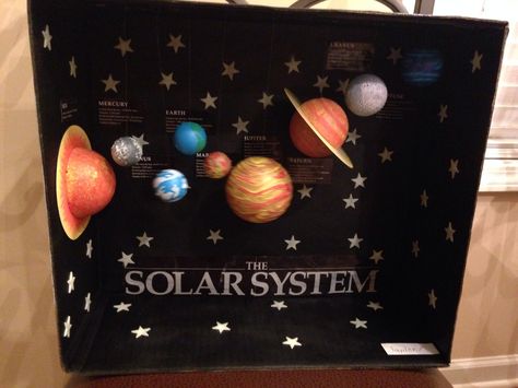 Solar System Diorama - Project with my 2nd grader Solar System Model Project, Solar System Science Project, Solar System Projects For Kids, 3d Solar System, Diy Solar System, Planet Project, Solar System Model, Solar System Projects, Solar System Crafts