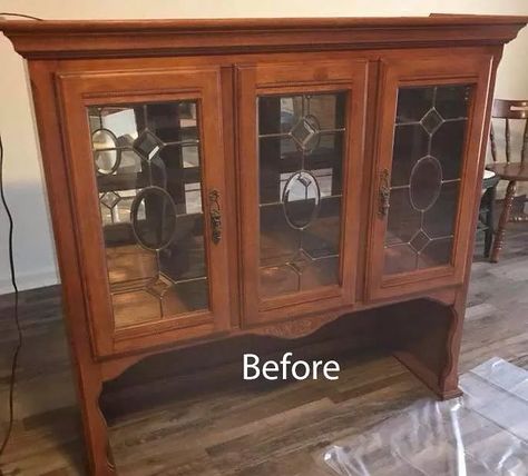 Hutch Top Makeover, Hutch Top Repurposed, Repurposed China Cabinet, Repurposed Hutch, Hutch Redo, China Hutch Makeover, Hutch Top, Dining Hutch, Hutch Makeover