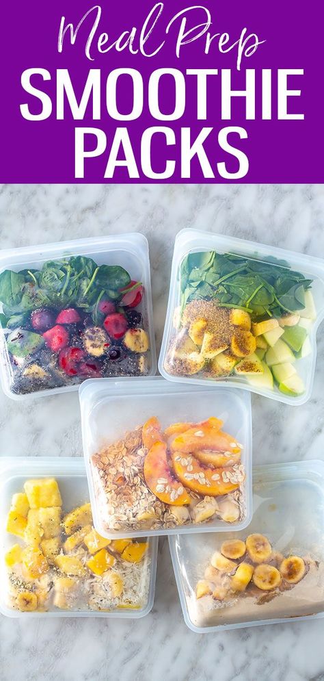 Smoothie Prep For The Week, Best Way To Meal Prep, Make Ahead Smoothie Packs, Meal Prep Smoothies, Itrackbites Recipes, Frozen Smoothie Recipes, Prep Smoothies, Pregnancy Freezer Meals, Frozen Smoothie Packs