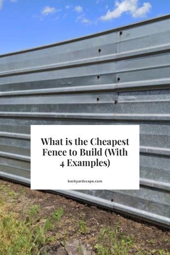 What is the Cheapest Fence to Build (With 4 Examples) Sheet Metal Fence, Diy Fence Ideas Cheap, Fences Alternative, Cheap Privacy Fence, Corrugated Metal Fence, Diy Privacy Fence, Diy Backyard Fence, Easy Fence, Country Fences