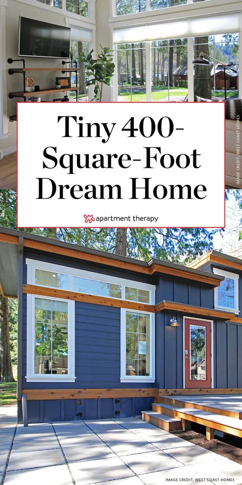 Full One Bedroom Tiny House Layout 400 Square Feet | Apartment Therapy One Bedroom Tiny House, Bedroom Tiny House, Backyard Guest Houses, Tiny House Bedroom, Tiny House Interior Design, Small Tiny House, Tiny House Layout, Tiny House Inspiration, Best Tiny House