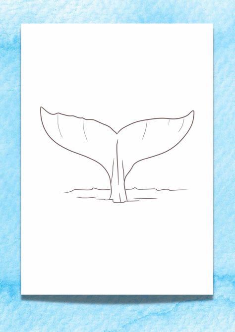 Whale Drawing Aesthetic, Whale Tail Drawing, Easy Whale Drawing, Simple Whale Drawing, Whale Tail Painting, Whales Drawing, Whale Template, Leo Drawing, Whale Clip Art