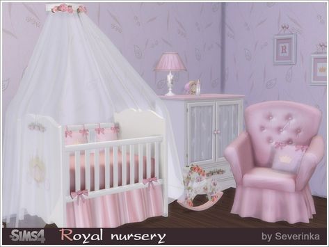 Royal nursery for The Sims 4 by Severinka_ Available at The Sims Resource DOWNLOAD Bedroom for baby style ‘Royal nursery’Soft shapes and delicate tints perfectly suited for decorating a baby room the little princess or prince))3 colors The set includes 13 objects:– crib (deco)– two veil for crib in different sizes– dresser– table lamp– living chair– pillows in the crib– pillow on chair– toy carriage– bottle of milk– paintings (4 variants) Creator Notes Created by … The Sims 4 Bebes, Royal Nursery, Los Sims 4 Mods, Mods Sims 4, Crib Pillows, Sims Baby, Die Sims 4, Muebles Sims 4 Cc, Princess Nursery