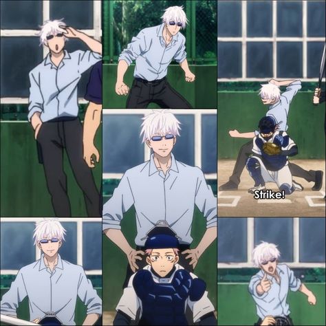 Gojo Baseball Scene, The Honored One, Anime Gojo, Ju Jitsu, Baseball Outfit, Father Figure, Gojo Satoru, Fanarts Anime, Handsome Anime Guys