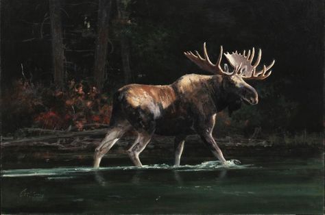 فن النسيج, Moose Painting, Moose Pictures, Cai Sălbatici, Bull Moose, Image Nature, Deer Art, Wildlife Paintings, Hur Man Målar