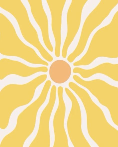 Sun is back! ☀️ Sun Easy Painting, Sun Poster Aesthetic, Sunny Color Palette, Retro Sun Wallpaper, Sun Aesthetic Art, Abstract Sun Painting, Soleil Aesthetic, Sunny Illustrations, The Sun Poster