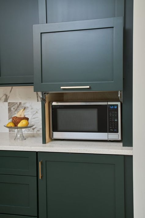 Microwave On Countertop Ideas, Built In Microwave Cabinet, Cabinet Organization Ideas, Kitchen Cabinet Organization Ideas, Carolina House, Best Kitchen Cabinets, Built In Cabinet, Home Coffee Stations, Kitchen Designer