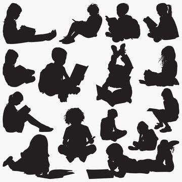 People Sillhoute, Children Silhouettes, Book Silhouette, Background Book, Book Png, Shadow Theatre, Kids Silhouette, Kids Reading Books, Children Education