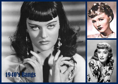 Bangs have always for the bold and fashion forward. They make a definite statement that takes some serious commitment. They can take forever... Vintage Bangs, Alexis Smith, Retro Updo, 1940s Hairstyles, Actrices Hollywood, Poses References, Vintage Glamour, Vintage Hollywood, Hollywood Glamour