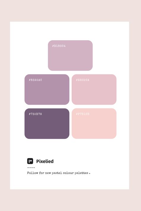 This purple pastel color palette features a sophisticated blend of soft peach, light mauve, delicate lavender, muted plum, and deep lavender. Perfect for creating a warm and elegant atmosphere. Pastel Peach Color Palette, Light Purple Palette, Lavender Color Palette Colour Schemes, Purple Pastel Color Palette, Mauve Palette, Color Scheme Generator, Lavender Color Palette, Peach Color Palettes, Purple Palette