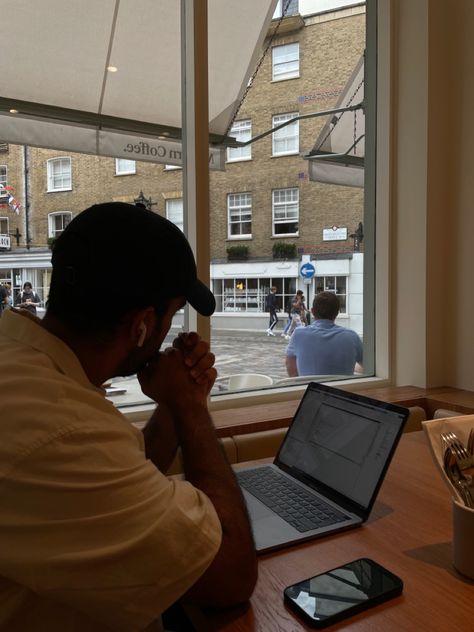 Photo of a man in cafe working on laptop Successful Career Aesthetic, In Cafe Aesthetic, Busy Man, Work Aesthetic, Aesthetic London, Man Working, Aesthetic Men, Cafe Aesthetic, Travel Diaries