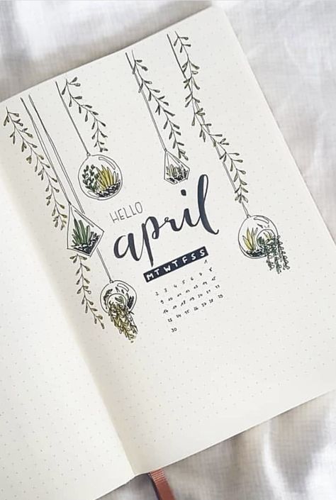 62 Best April Bujo Cover Spreads to Steal Now - atinydreamer April Bullet Journal Cover Aesthetic, April Planner Ideas, Bujo April Theme, April Cover Page Bullet Journal, April Journal Cover, Bullet Journal April Cover, Journal Cover Inspiration, April Bujo Cover, April Weekly Spread