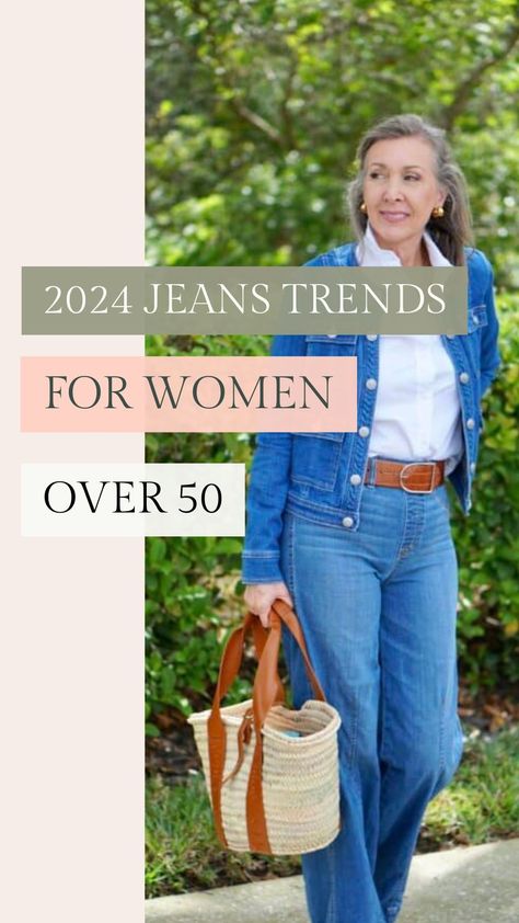 Find the best 2024 jean trends for women over 50 in today’s post! I share the trending denim styles and tips on how to style them as a woman over 50. Casual Jeans Over 50, Ag Jeans Women Outfits, Jean Styles 2024 Women, Baggy Jeans Outfit For Older Women, Over 50 Jeans Outfits, Jeans Over 60 Older Women, Jeans For 60 Year Old Women, 2024 Jeans Trends For Women, Jeans For Women Over 60 Casual Outfits