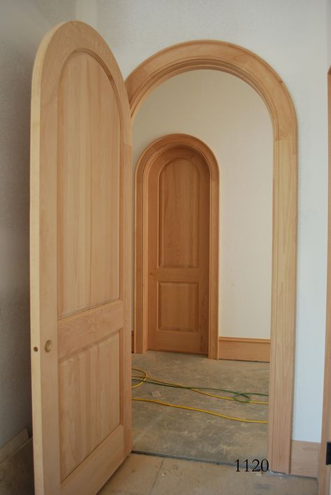 #halfround #interiordoors #wooddoors #curveddoors #curvedopenings #radiusdoors #customdoors Wood Arched Door, Boho Doors, Boho Door, Arch Door, Archway Molding, Arched Doors, Dream House Interior, Dream House Decor, House Inspo