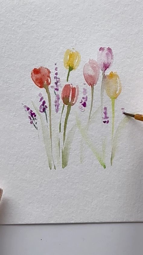 simply.seema on Instagram: If Tulips are here so is spring, and so is hope🌿 Art supplies used : @artistro.artsupplies watercolors @xuancheng brush 10/0 @cansonusa… Watercolor Tulip Bouquet, Watercolor Tulips Tutorials, Watercolour Tulips, Tulip Watercolor, Watercolor Notecards, Simple Watercolor Flowers, Tulips Watercolor, Watercolor Painting Easy, Women Watercolor