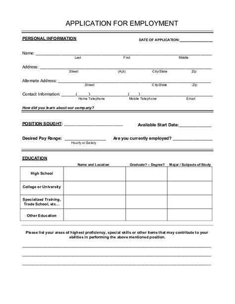 Blank Job Application Form Samples - Download Free Forms & Templates in PDF & WORD Printable Job Applications, Employment Form, Job Application Template, Application Template, Biodata Format, Form Example, Job Applications, Employment Application, Job Resume Template