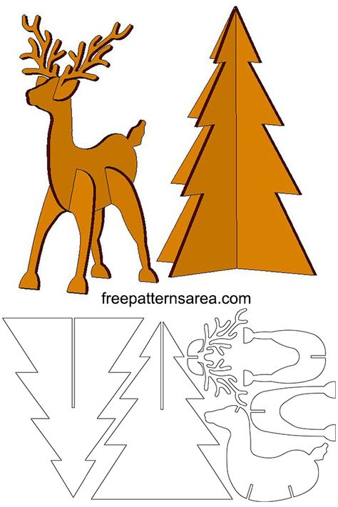 Cardboard Template, Mainan Diy, Cardboard Animals, Tree Template, Christmas Tree Template, Animal Templates, Christmas Yard Art, Puzzle Crafts, Seni Origami