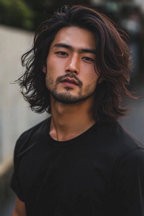 Japanese Men Hairstyle, Japanese Hairstyle, Edgy Hair, Mullet Hairstyle, Hair Reference, Japanese Men, Long Hair Styles Men, Curly Hairstyles, Ponytail Hairstyles