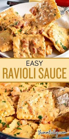 If you like both creamy and tomato-based sauces, you’ll love this one. This pink sauce is both creamy and has tomatoes in it, making it the best homemade ravioli sauce! Just add a slice of homemade Italian bread and you’ve got yourself a restaurant-style meal! Chicken Parm Ravioli, Ravioli Sauce Recipe, Receta Pasta, Ravioli Sauce, Creamy Tuscan Garlic Chicken, Homemade Ravioli, Keto Beef Recipes, Ravioli Recipe, Ground Beef Recipes Easy