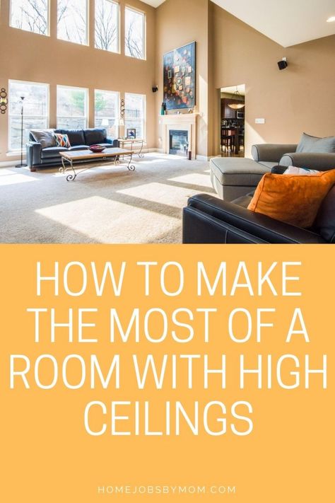 Tall Slanted Ceiling Living Room, High Ceiling Apartment Decor, High Ceiling Bedroom Ideas, Slanted Ceiling Ideas, Slanted Ceiling Living Room, Reapolstering Chairs, High Ceiling Bedroom, High Ceiling Decorating, Apartment Fever